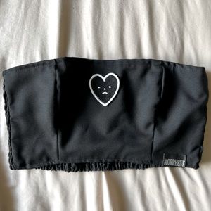 MORPH8NE - Edgy Black Cropped tube top with a Sad Heart Logo